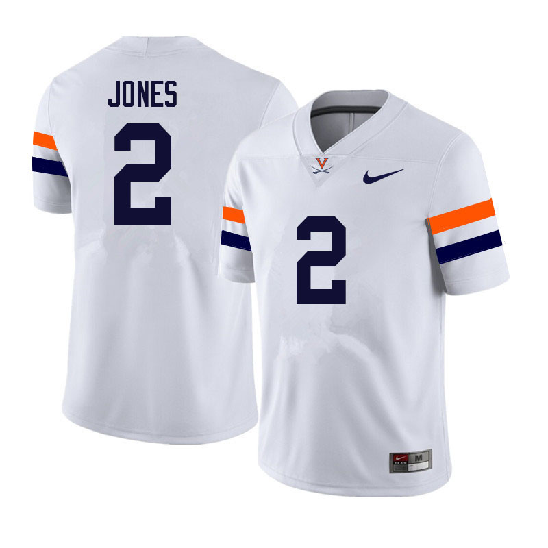 Men #2 Perris Jones Virginia Cavaliers College Football Jerseys Sale-White - Click Image to Close